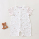 Khaki Printed Pajamas Romper for Baby Image