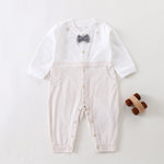 Coffee Checked Classic Romper for Baby Boy Image