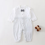 Gray Checked Classic Romper for Baby Boy Image