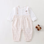 Khaki Checked Classic Romper for Baby Boy Image