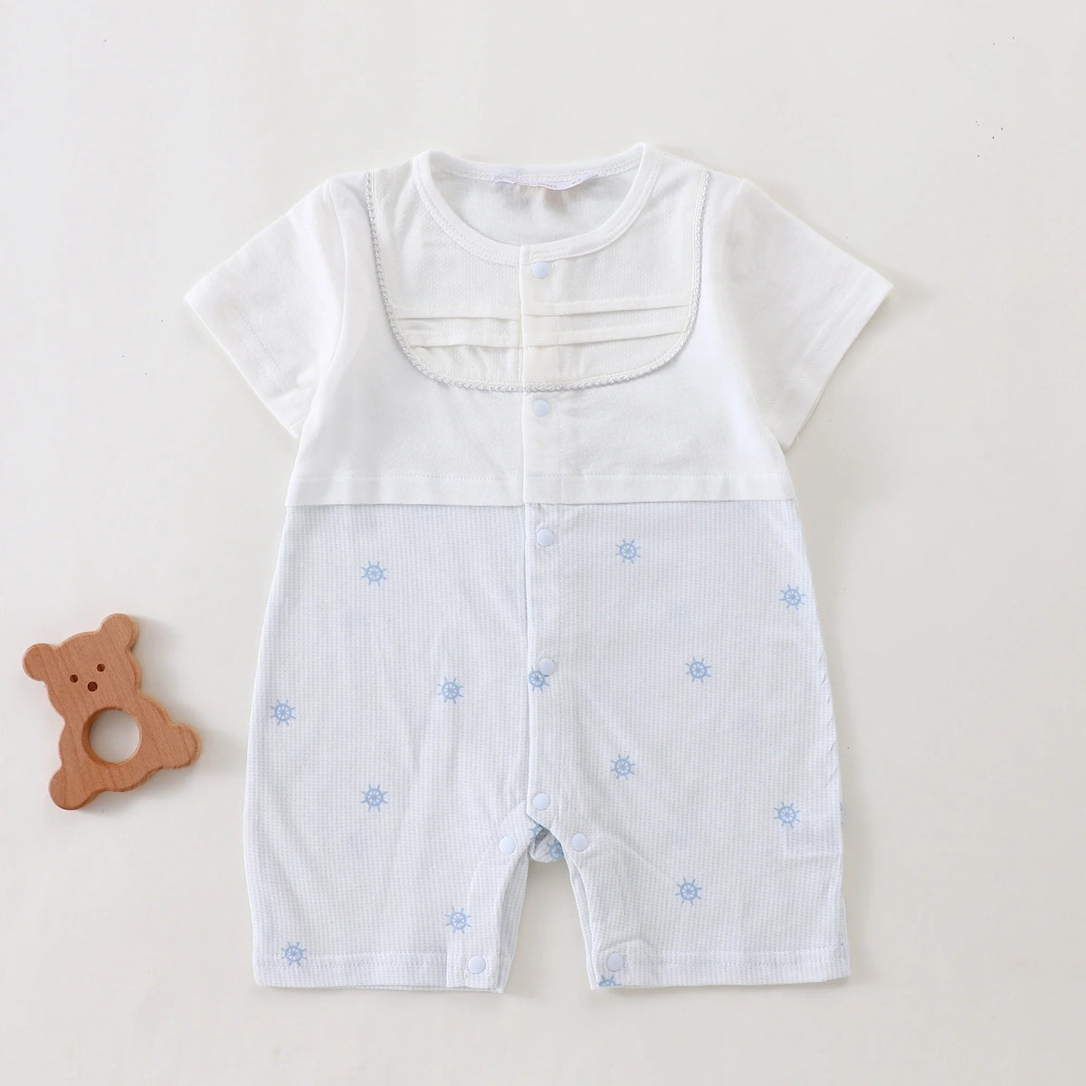 Blue Printed Classic Romper for Baby Boy Image