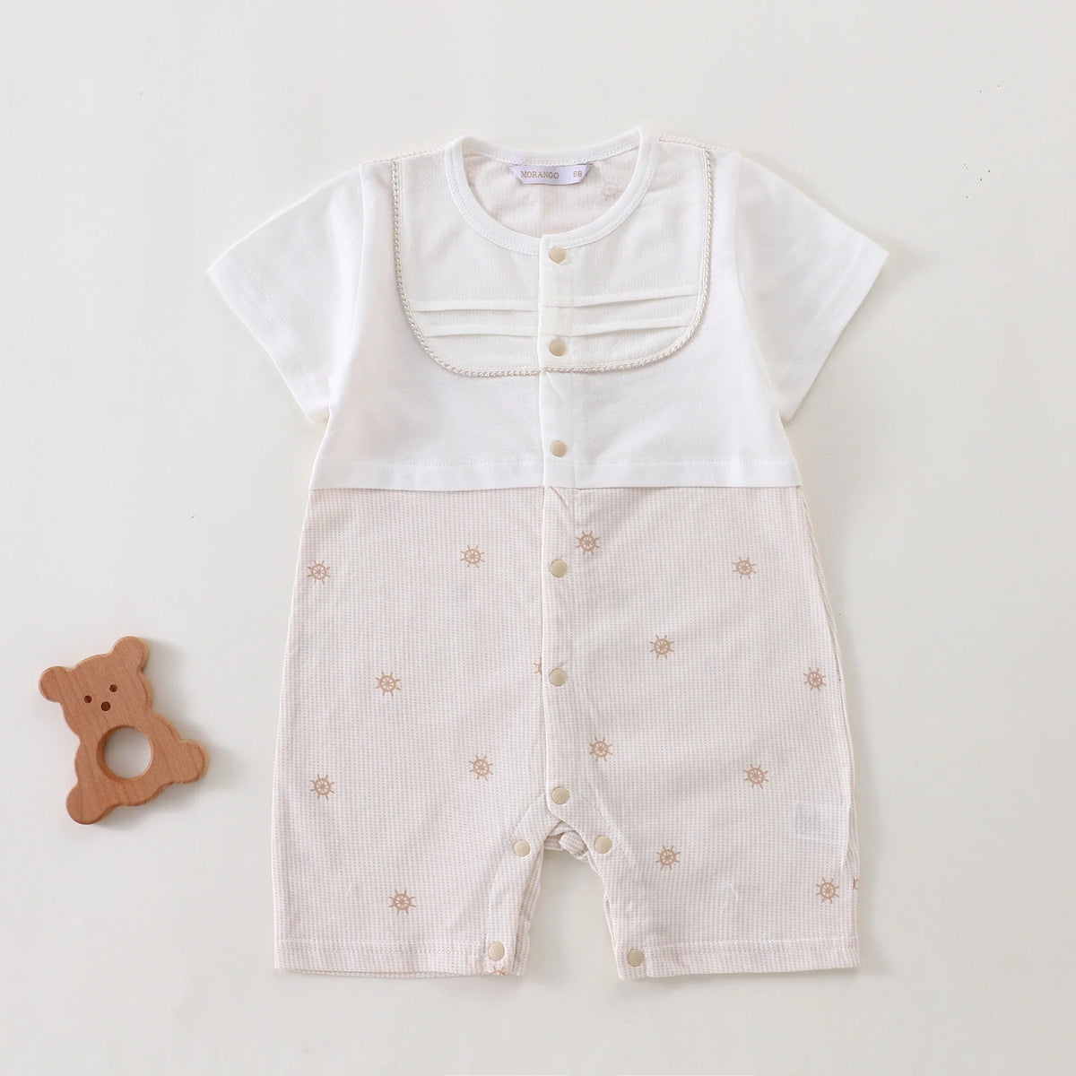 Khaki Printed Classic Romper for Baby Boy Image