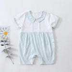 Green Color-Blocked Classic Romper for Baby Boy Image