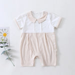 Khaki Color-Blocked Classic Romper for Baby Boy Image
