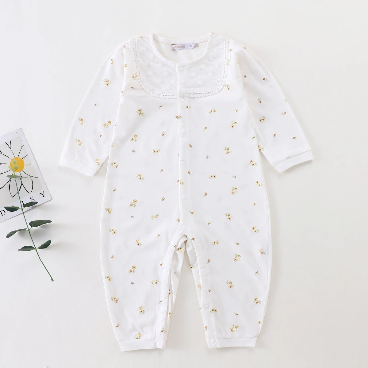 Yellow Floral Classic Romper for Baby Girl Image
