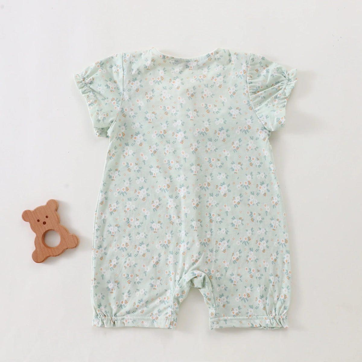 Green Floral Classic Romper for Baby Girl Image