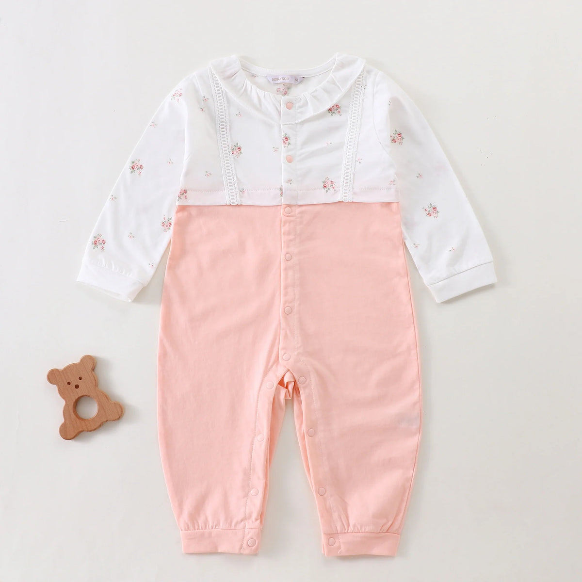 Pink Floral Classic Romper for Baby Girl Image