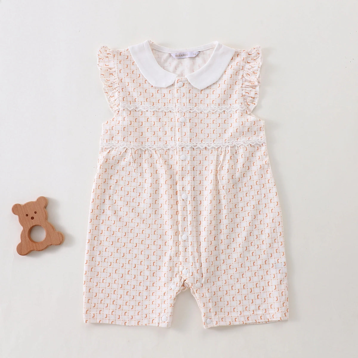 Khaki Printed Classic Romper for Baby Girl Image