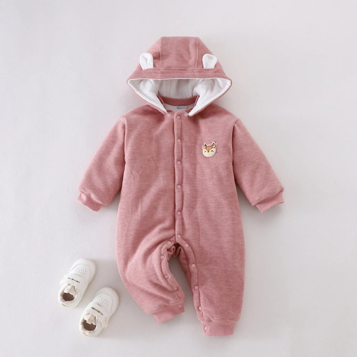 Dark Pink Badge Pajamas Romper for Baby girl Image