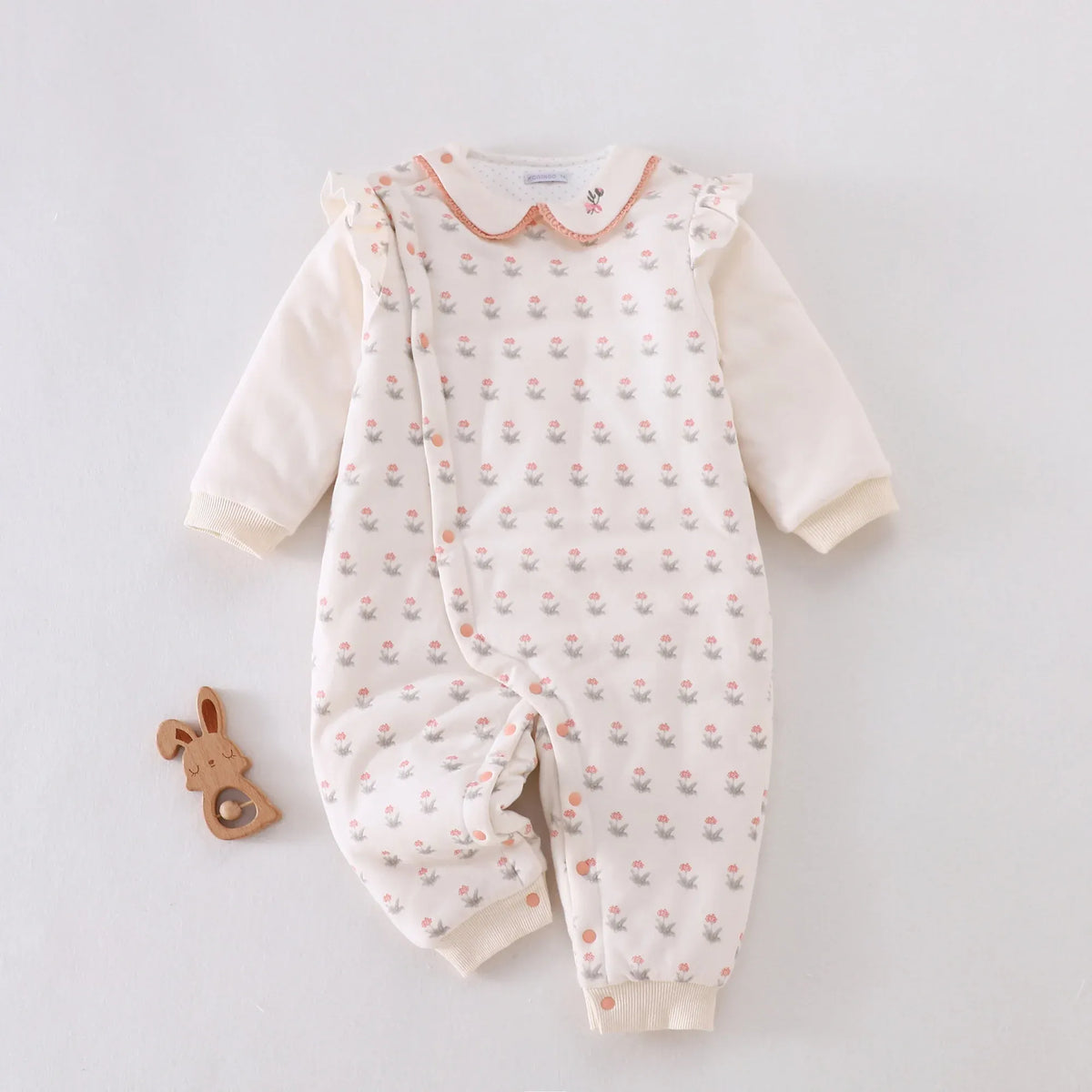 Pink Floral Pajamas Romper for Baby girl Image