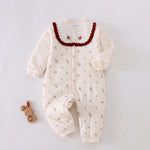 Light Beige Floral Pajamas Romper for Baby girl Image