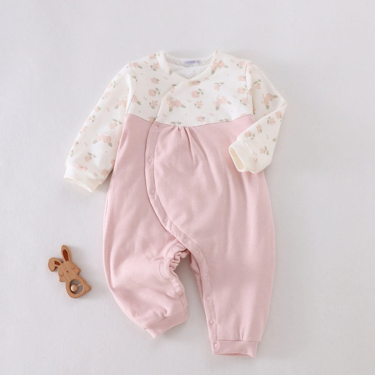 Pink Floral Pajamas Romper for Baby girl Image