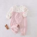Pink Floral Pajamas Romper for Baby girl Image