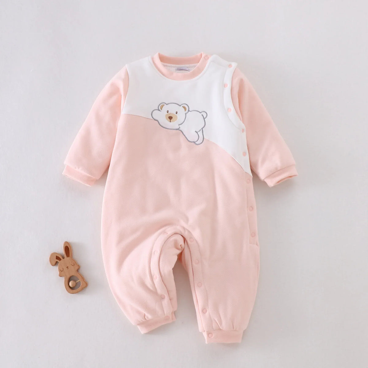Light Pink Embroidery Pajamas Romper for Baby girl Image
