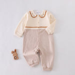 Khaki Embroidery Pajamas Romper for Baby girl Image