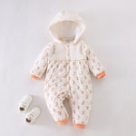 Light Beige Floral Pajamas Romper for Baby girl Image