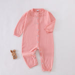 Pink Jacquard Pajamas Romper for Baby girl Image