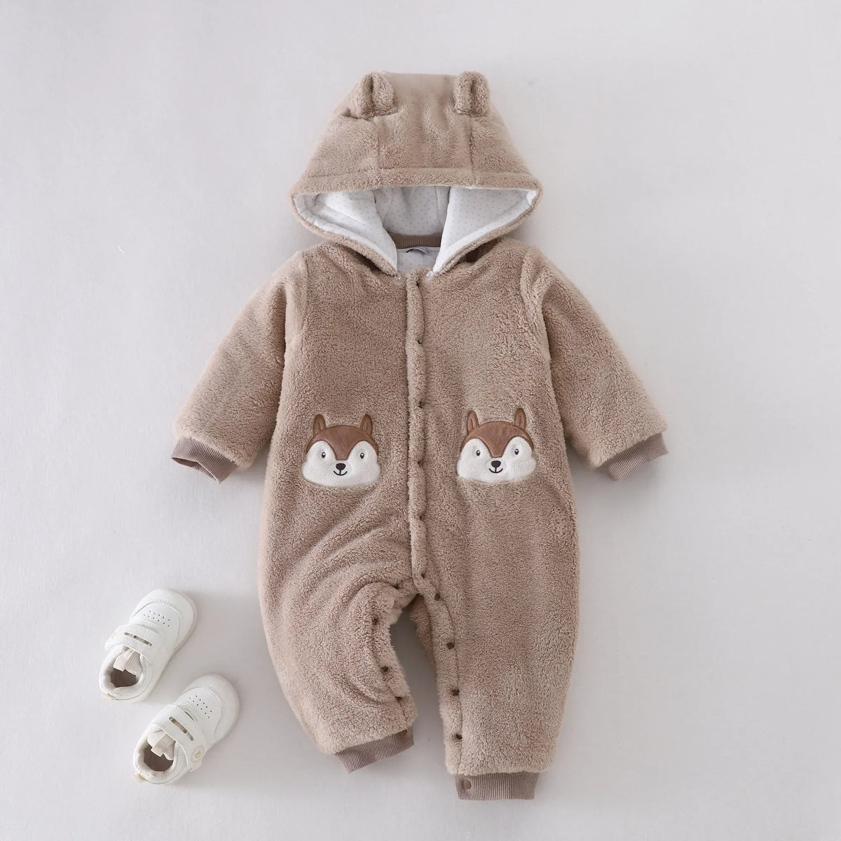 Dark Beige Embroidery Pajamas Romper for Baby boy Image