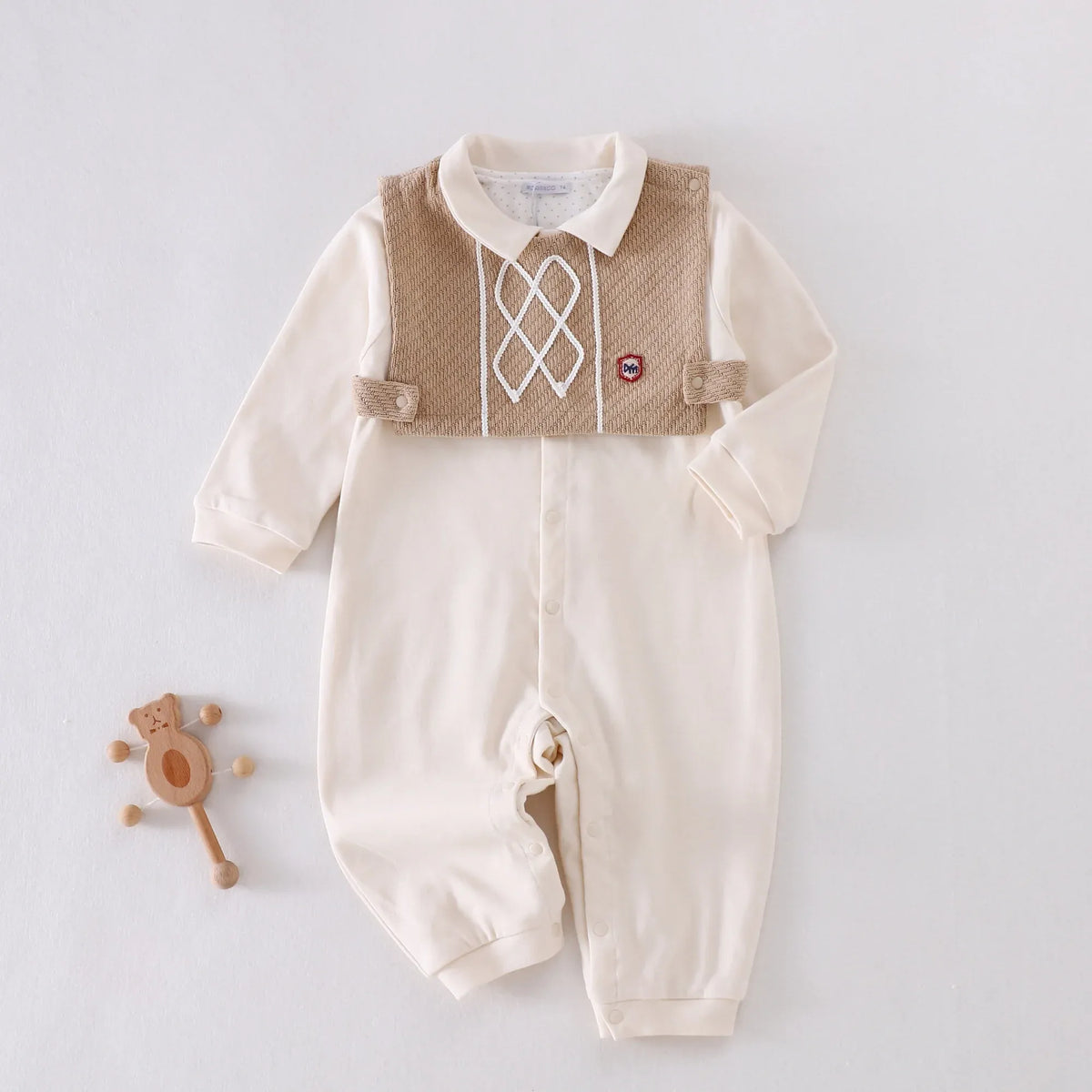 Light Camel Embroidery Pajamas Romper for Baby boy Image