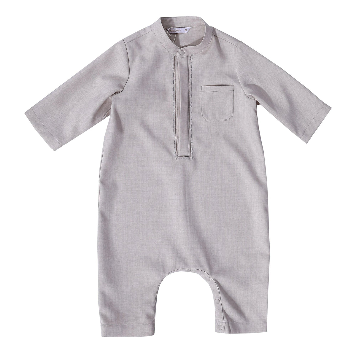 Grey White Embroidery Romper For Baby Boy Image