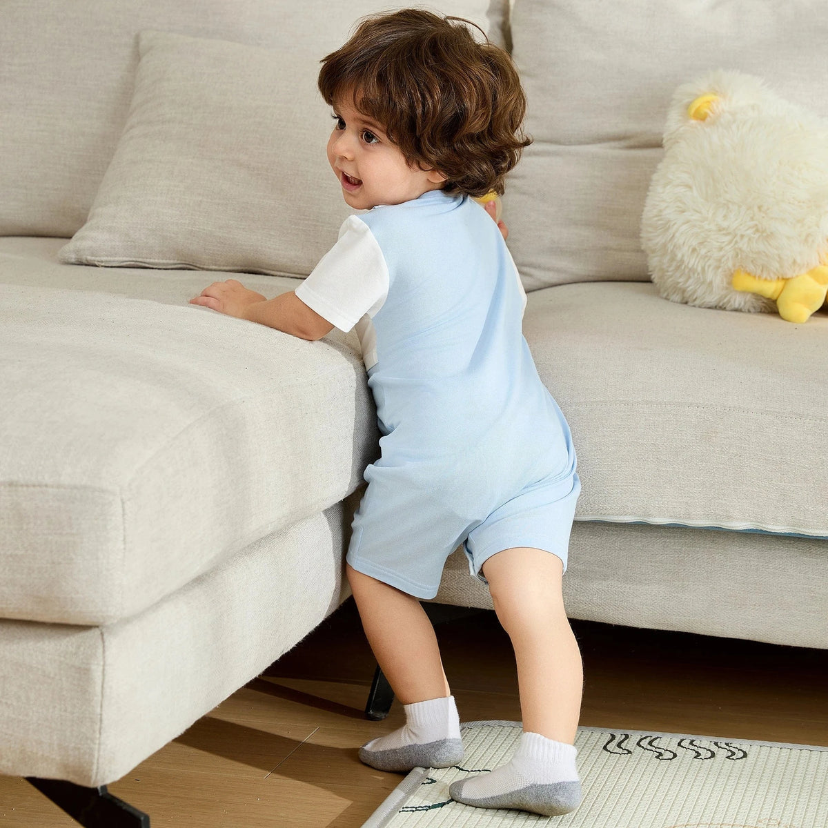 Color-Blocked Basic Romper For Baby boy Image