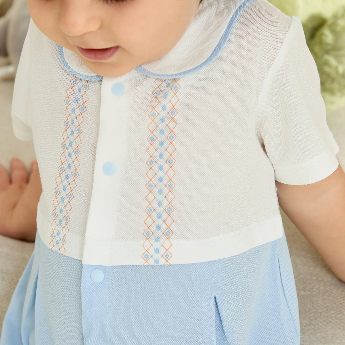 Color-Blocked Basic Romper For Baby boy Image