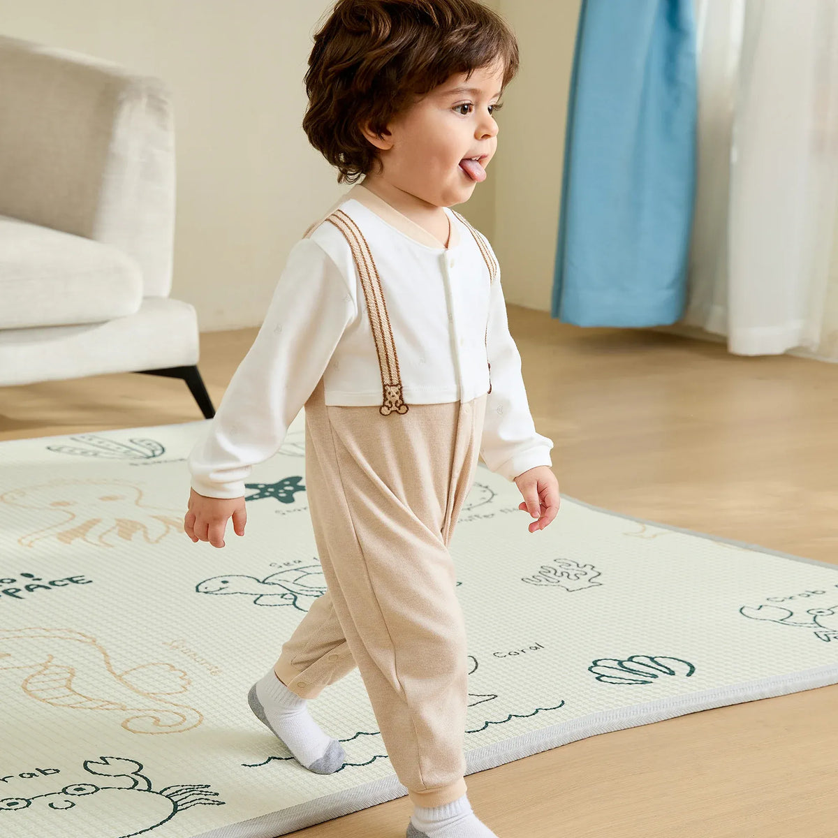 Color-Blocked Basic Romper For Baby boy Image