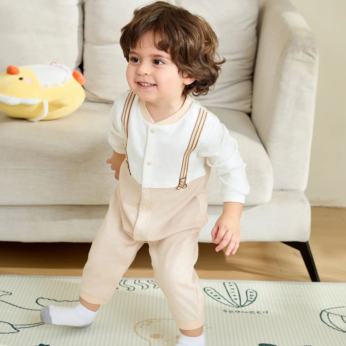 Color-Blocked Basic Romper For Baby boy Image