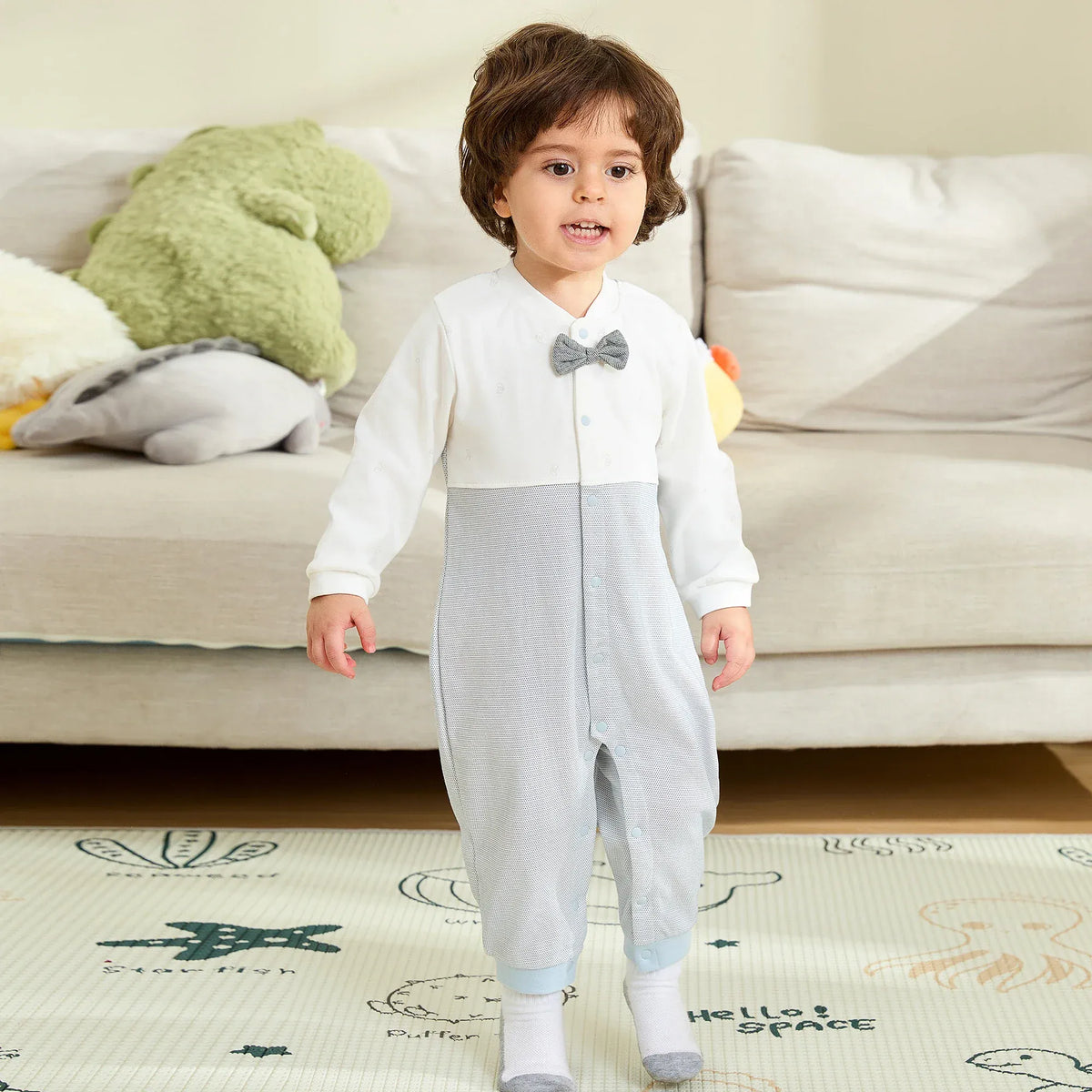 Color-Blocked Basic Romper For Baby boy Image