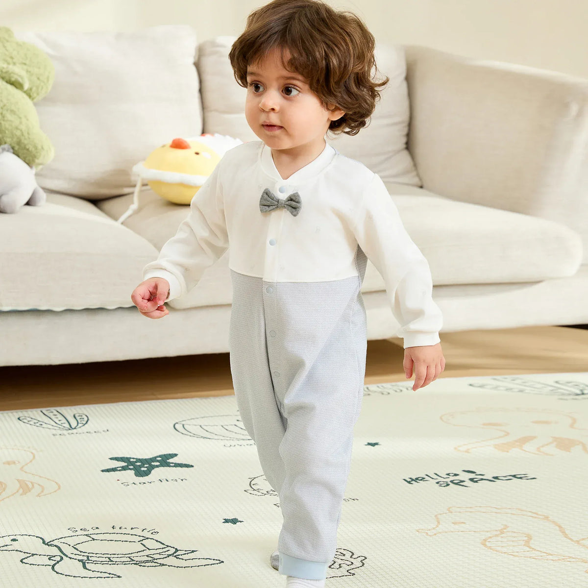Color-Blocked Basic Romper For Baby boy Image