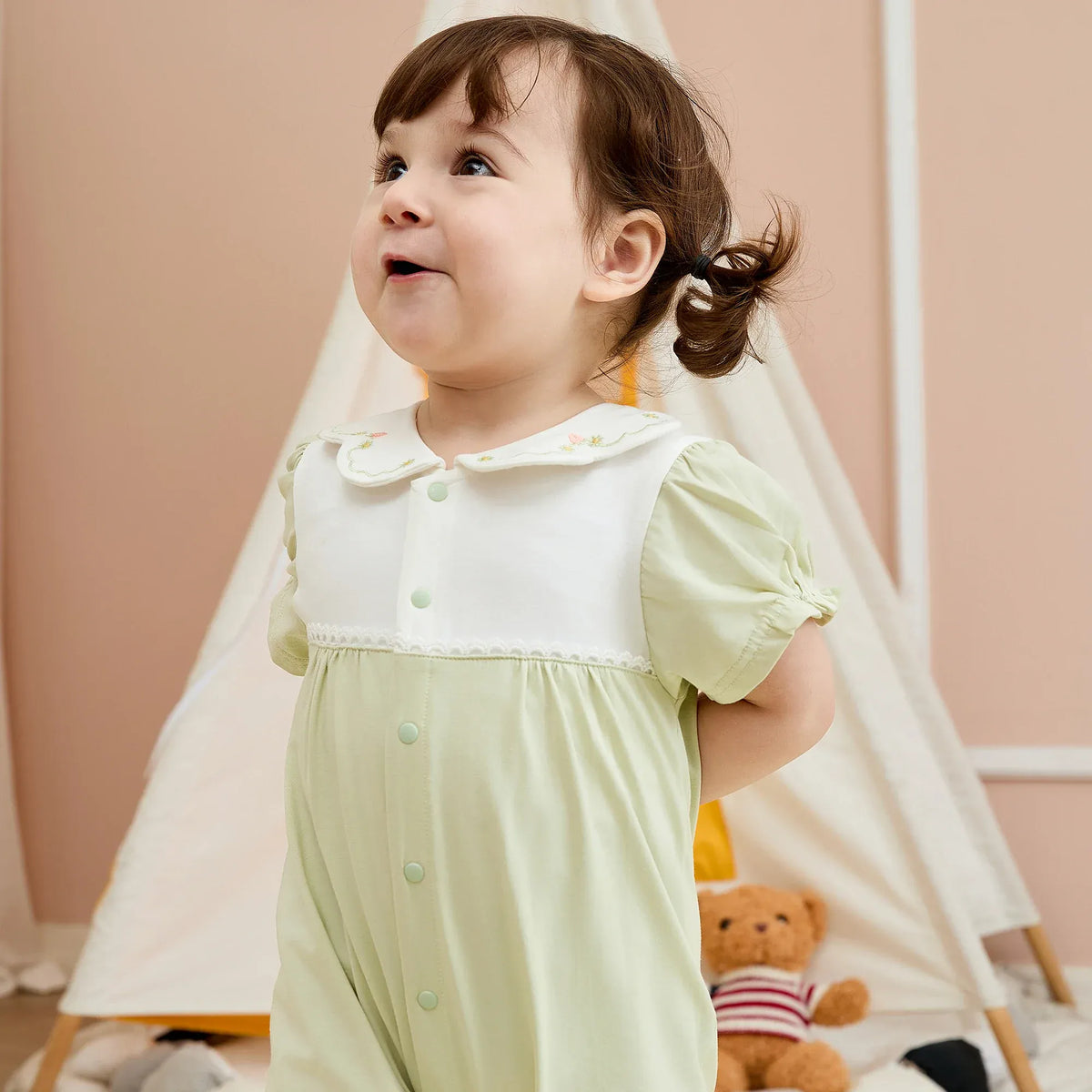 Floral Basic Romper For Baby girl Image