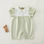 Green Floral Basic Romper For Baby girl Image