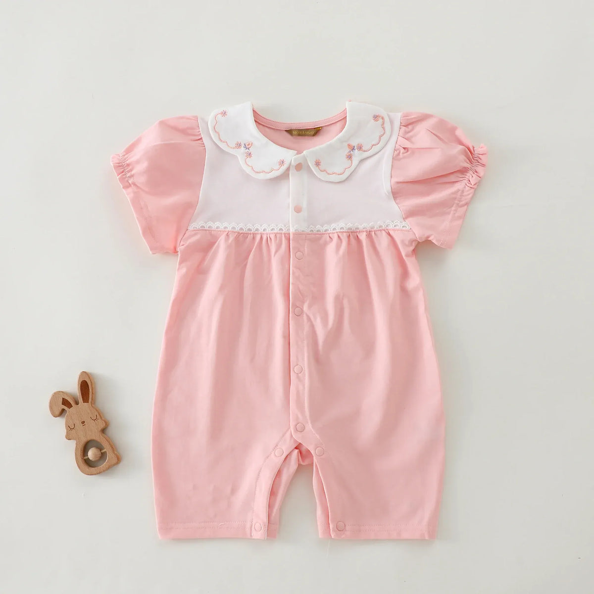 Pink Floral Basic Romper For Baby girl Image