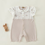 Grey Floral Basic Romper For Baby girl Image