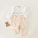 Khaki Floral Basic Romper For Baby girl Image