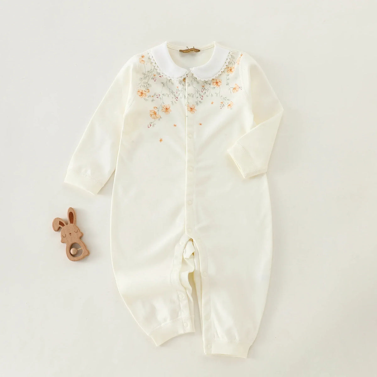 Light Yellow Floral Basic Romper For Baby girl Image