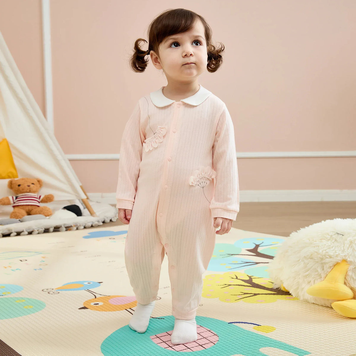 Floral Basic Romper For Baby girl Image