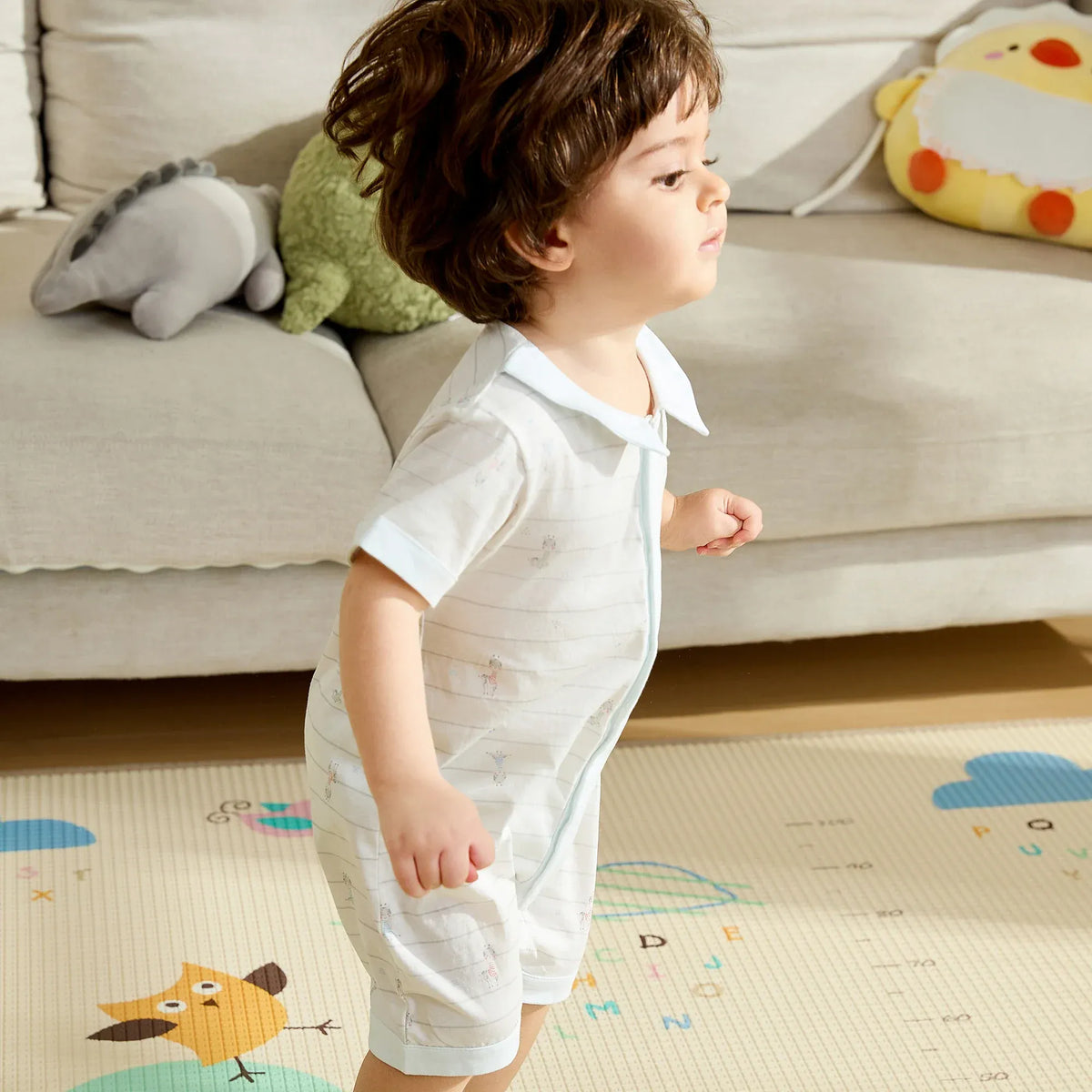 Striped Pajama Romper For Baby boy Image