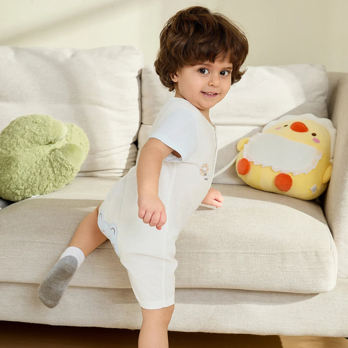 Printed Pajama Romper For Baby boy Image