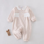 Beige Floral Pajamas Romper for Baby girl Image