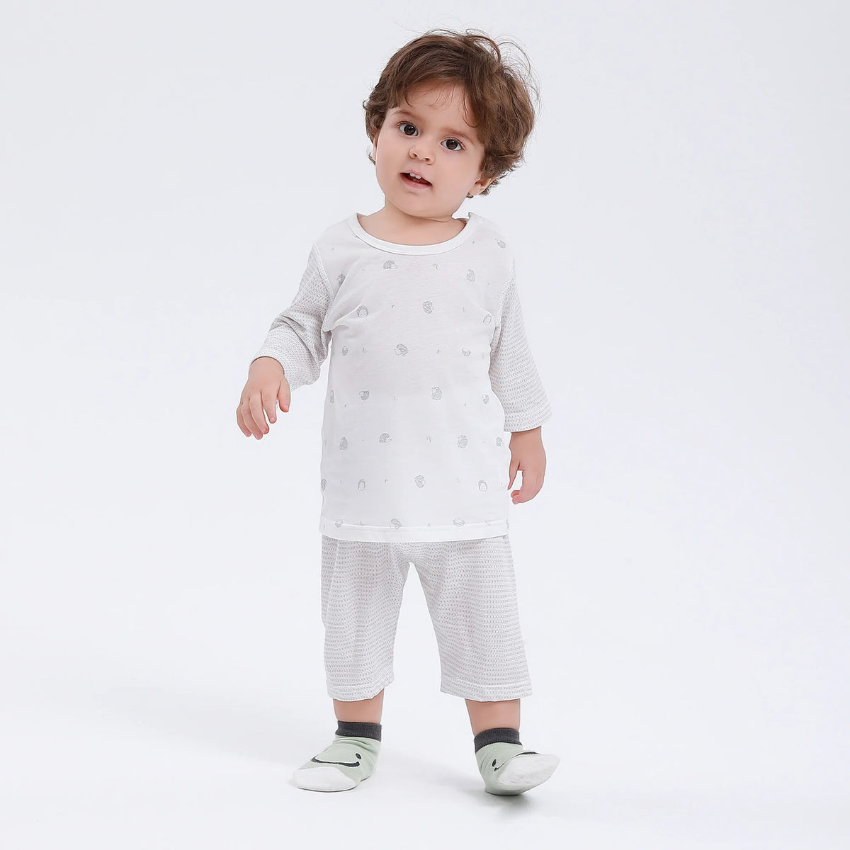 Gray Printed Pajamas Set-2Pc for Baby Image