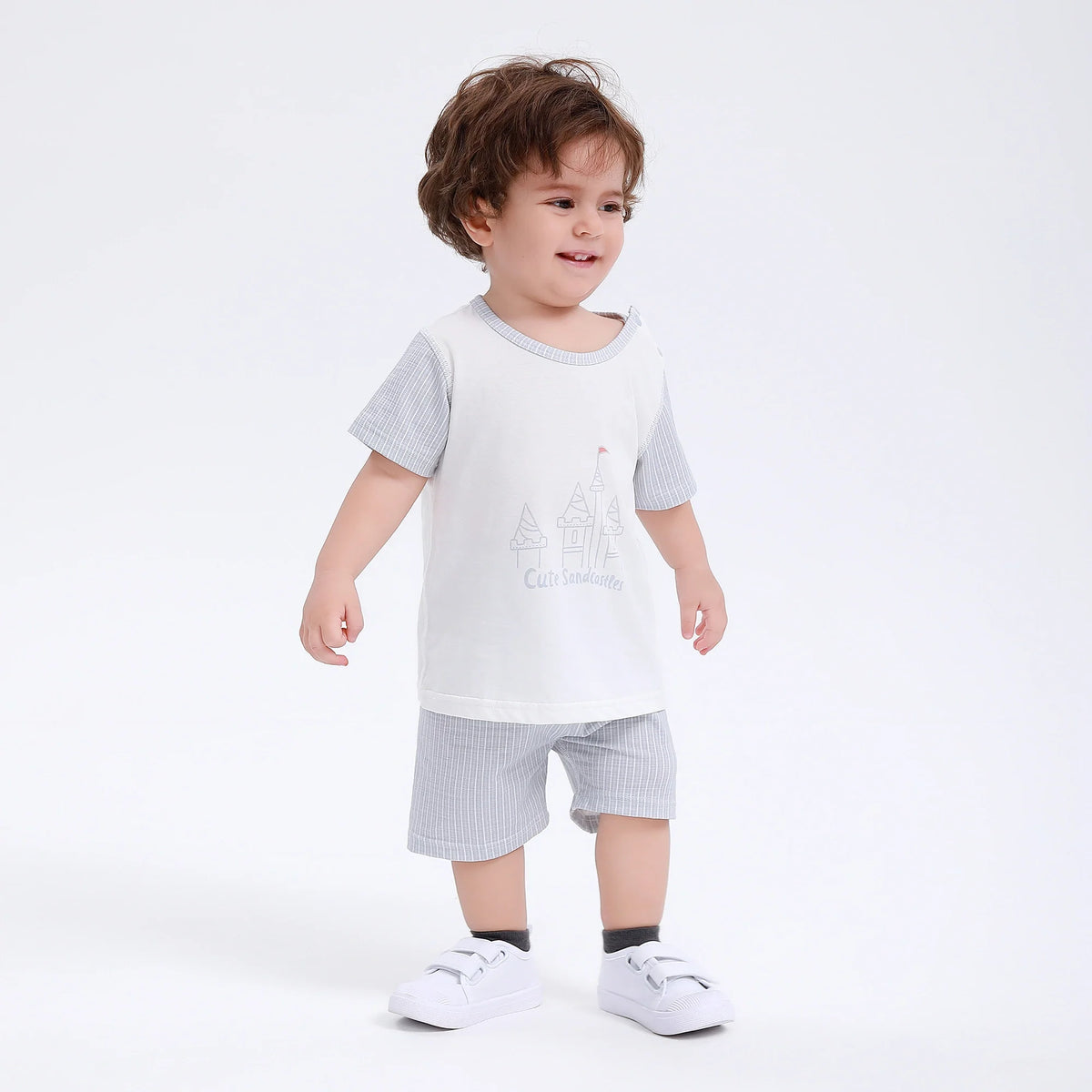 Gray Blue Printed Street Look Set-2Pc for Baby Boy Image