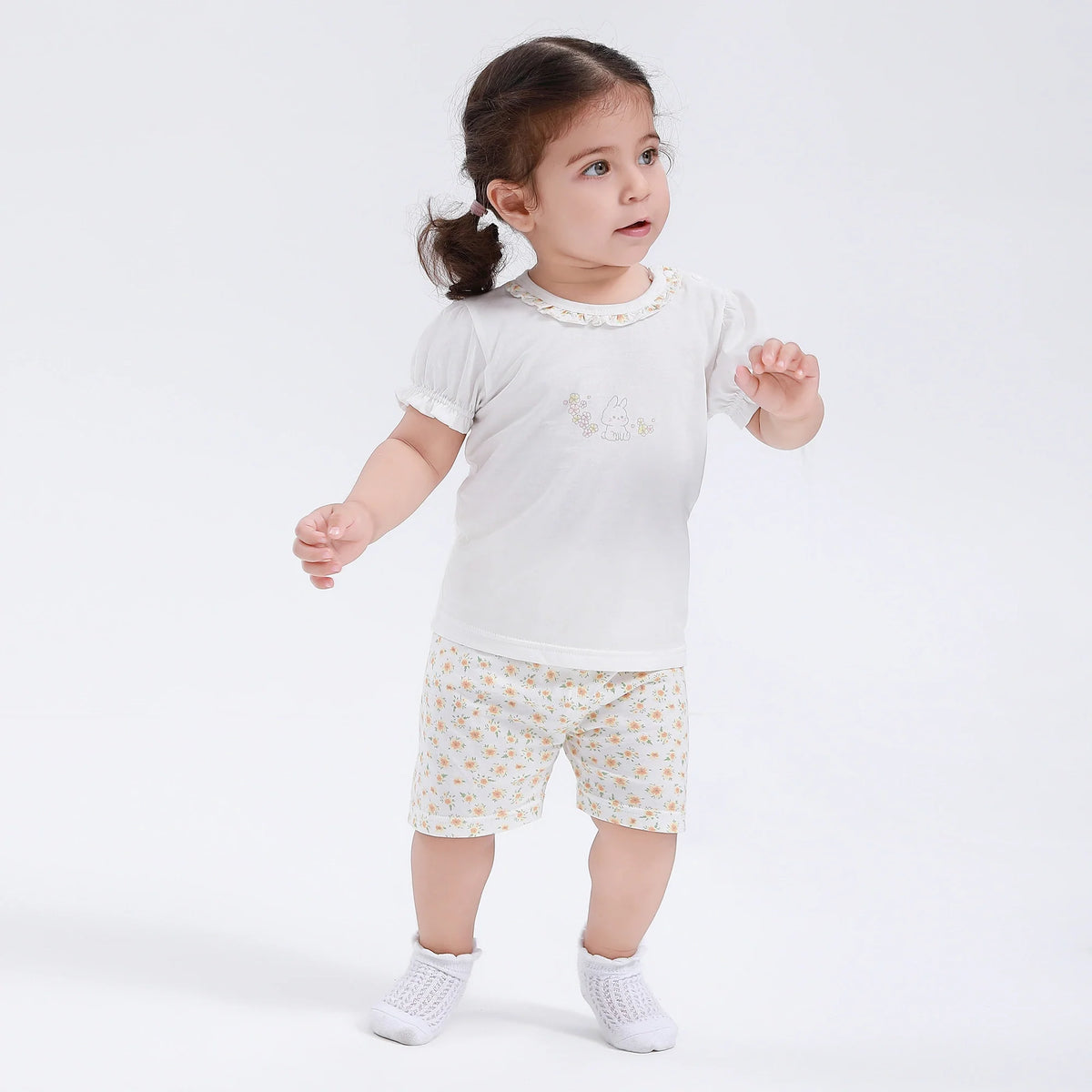 Yellow Floral Street Look Set-2Pc for Baby Girl Image