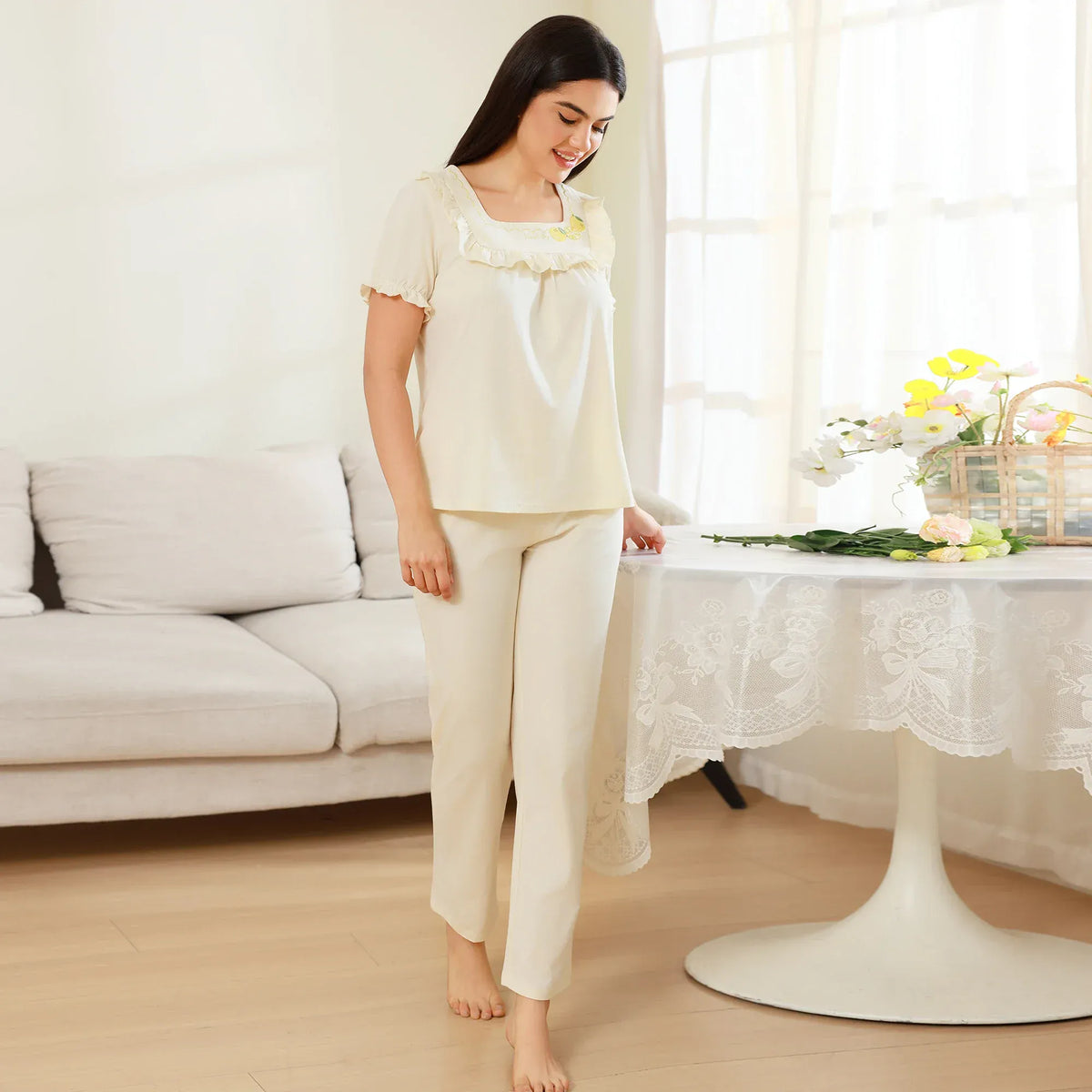 Embroidery Pajama Set 2Pc for Women Image