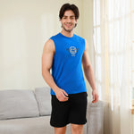 Blue Black Printed Pajama Set 2Pc for Men Image