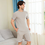 Light Grey Jacquard Pajama Set 2Pc for Men Image