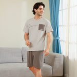 White Grey Printed Pajama Set 2Pc for Men Image