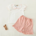 Pink Floral T.Shirt and Plain Short For Baby girl Image