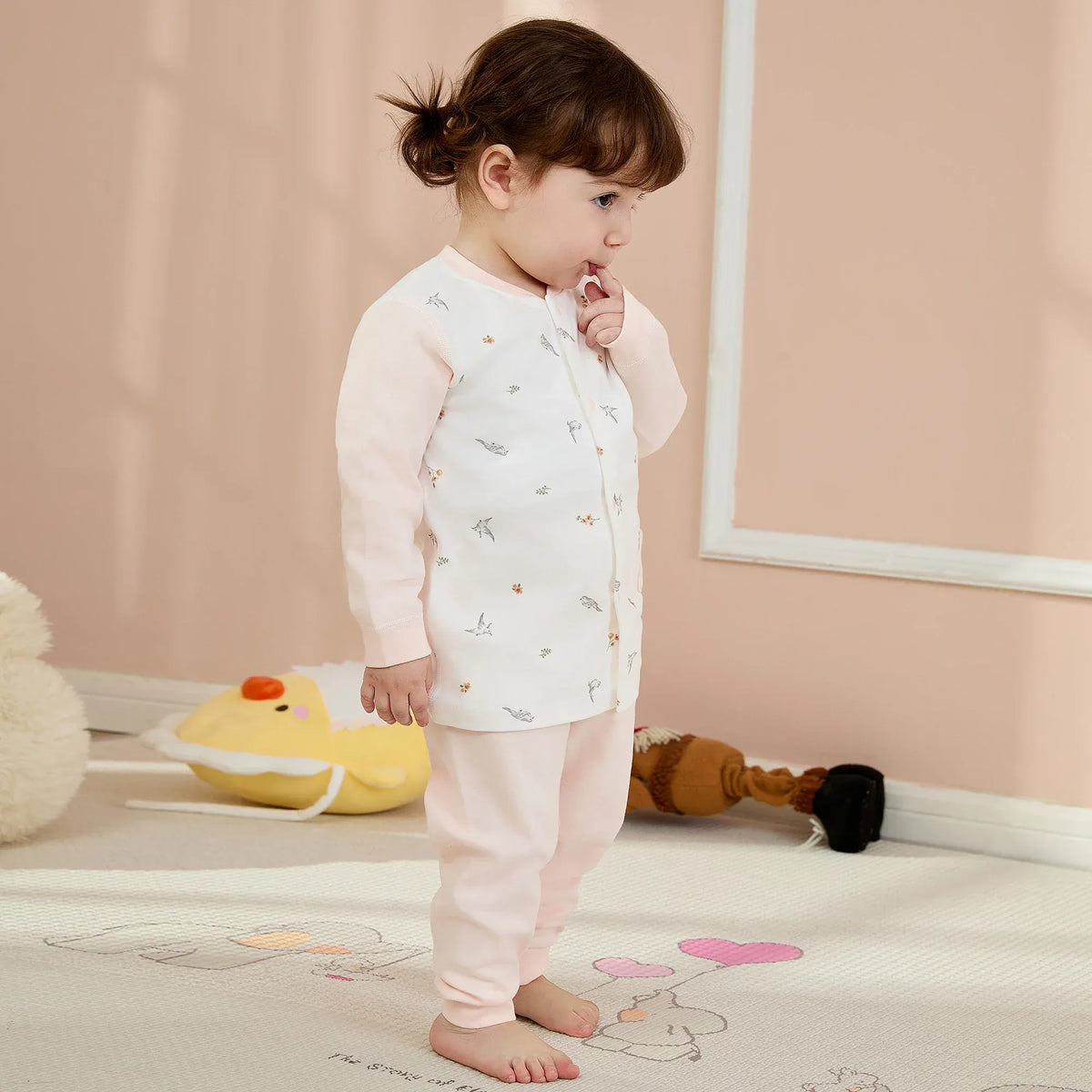 Printed Jacket and plain Pants Pajama For Baby girl Image
