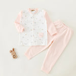 Pink Printed Jacket and plain Pants Pajama For Baby girl Image
